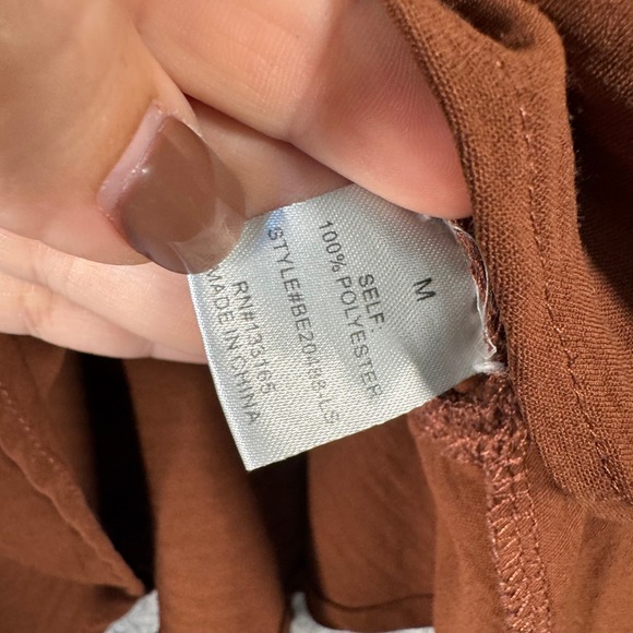 Altar'd State Brown Ruched‎ Long Sleeve Peplum Top Size M Peasant Forest Fairy - Picture 4 of 8